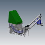 Sludge Reception System:
Comprising of a 4 spiral live bottom sludge reception hopper
feeding 2 conveyors with the ability to swap between either conveyor or to
feed both simultaneously, with each conveyor feeding a pump.
(supporting Concrete Structure Removed for Clarity)
